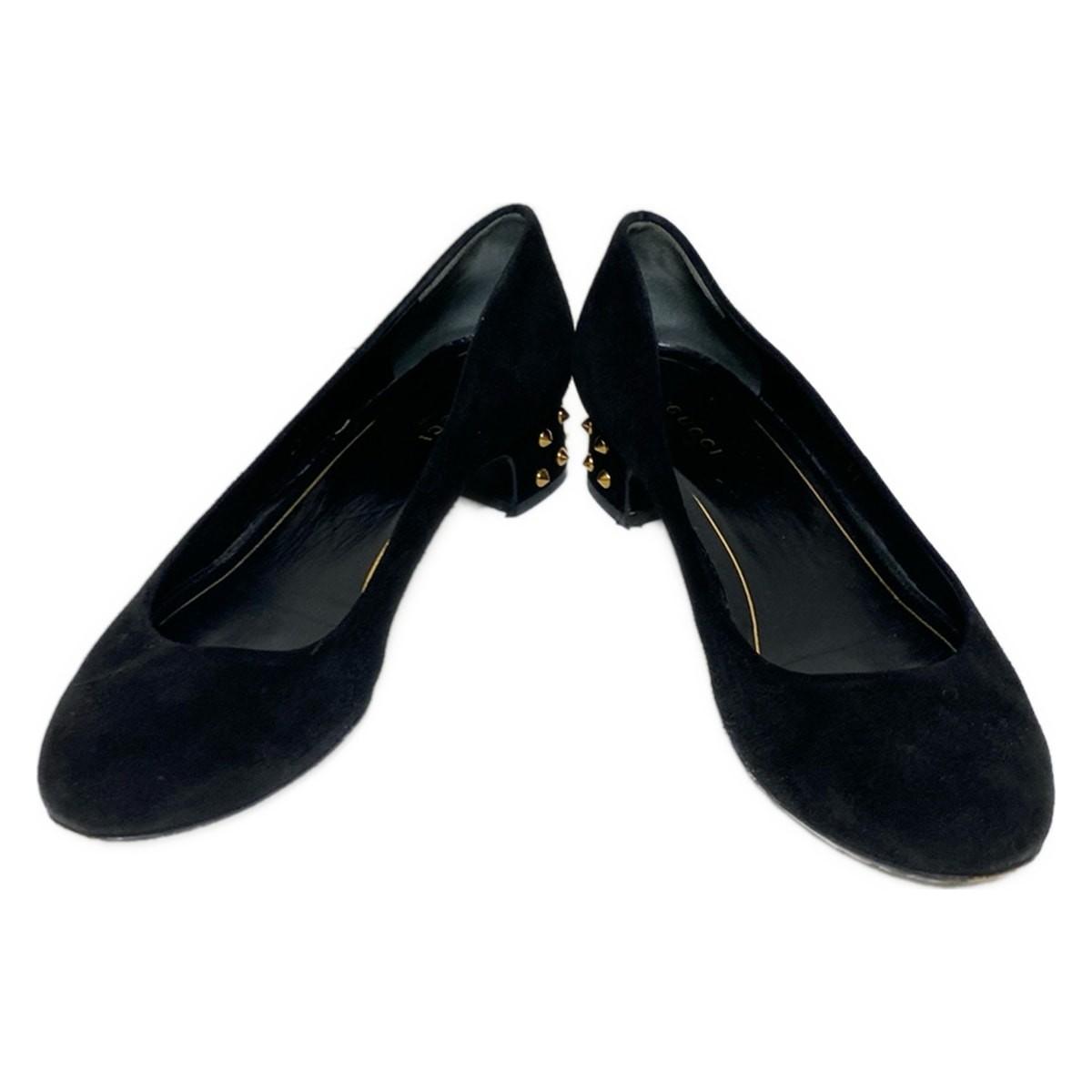 GUCCI Shoes Pumps Heel EU 37 US 7 Suede Black Authentic