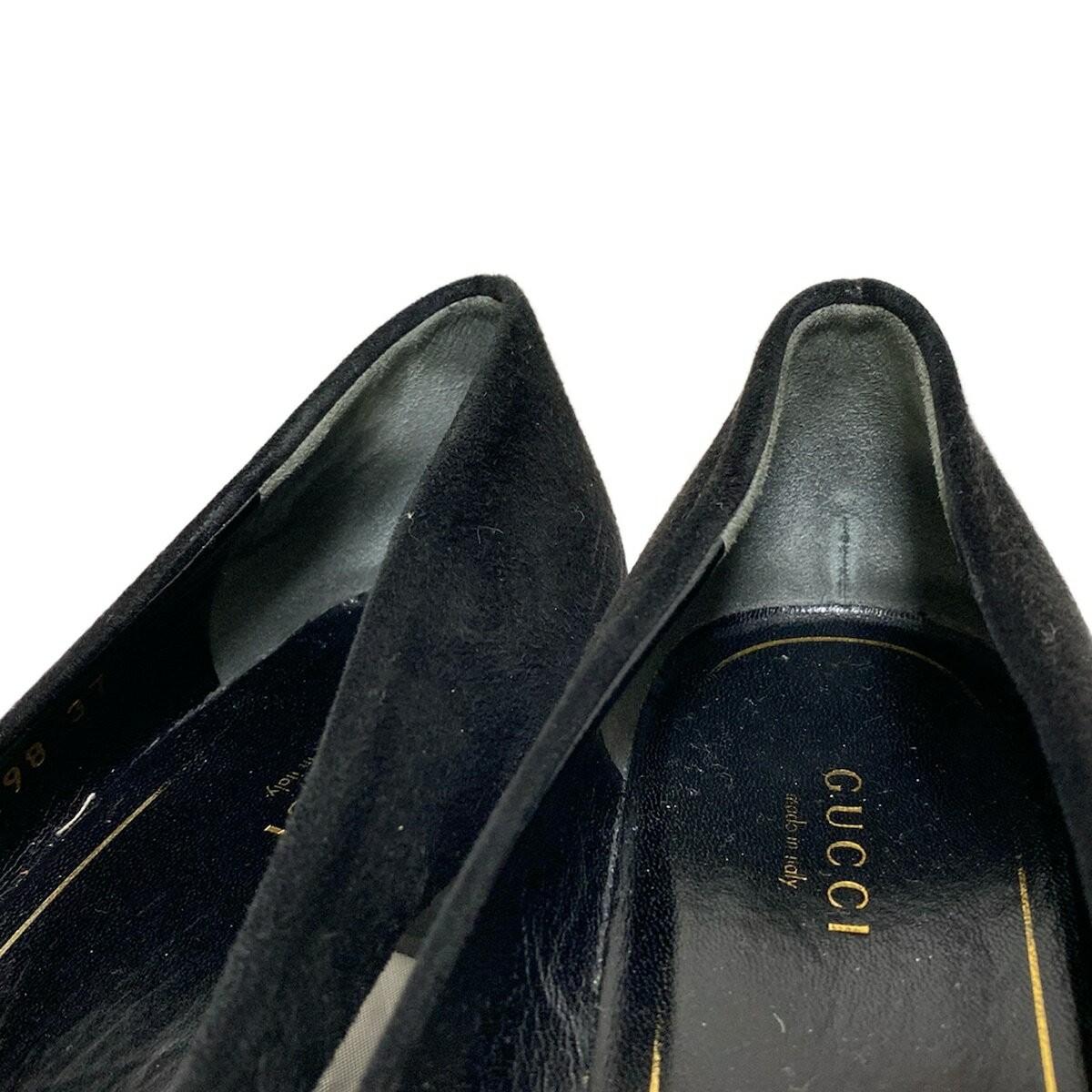 GUCCI Shoes Pumps Heel EU 37 US 7 Suede Black Authentic