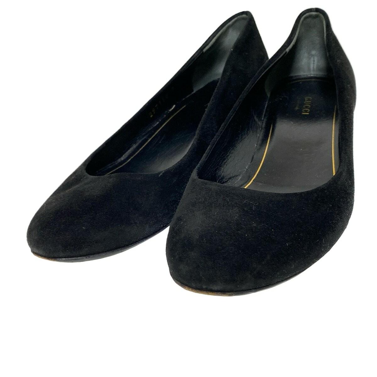 GUCCI Shoes Pumps Heel EU 37 US 7 Suede Black Authentic