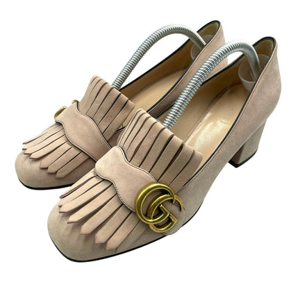 GUCCI Shoes Pumps Heel GG EU 37 US 7 Suede Pink Authentic