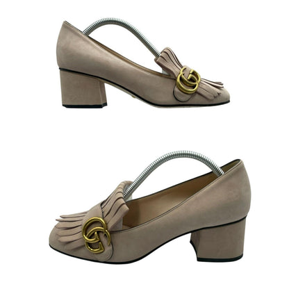 GUCCI Shoes Pumps Heel GG EU 37 US 7 Suede Pink Authentic