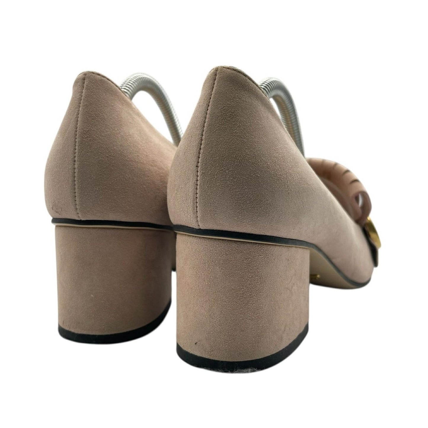 GUCCI Shoes Pumps Heel GG EU 37 US 7 Suede Pink Authentic