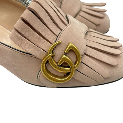 GUCCI Shoes Pumps Heel GG EU 37 US 7 Suede Pink Authentic