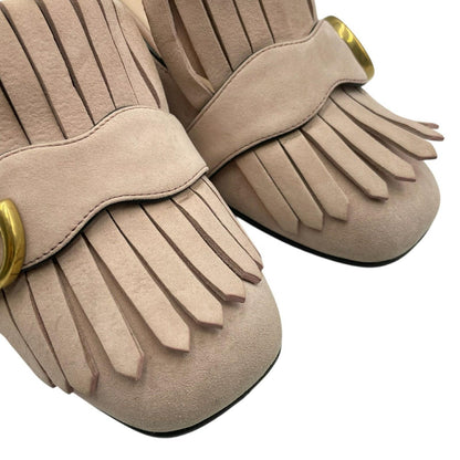 GUCCI Shoes Pumps Heel GG EU 37 US 7 Suede Pink Authentic