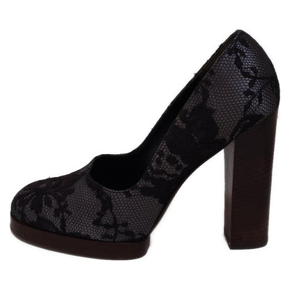 GUCCI Shoes Pumps Heel EU 37 US 7 Gray Purple Authentic