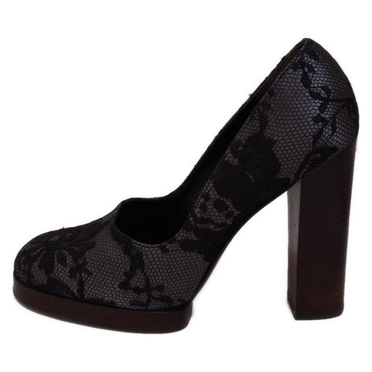 GUCCI Shoes Pumps Heel EU 37 US 7 Gray Purple Authentic