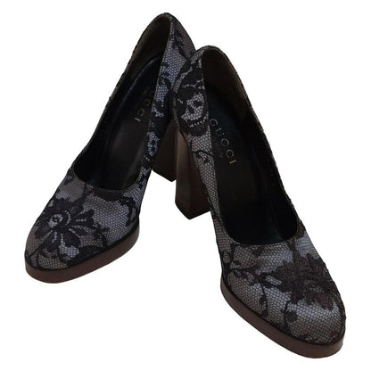 GUCCI Shoes Pumps Heel EU 37 US 7 Gray Purple Authentic