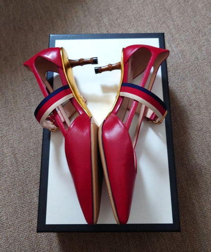 GUCCI Shoes Pumps Heel EU 36.5 US 6.5 Red Authentic