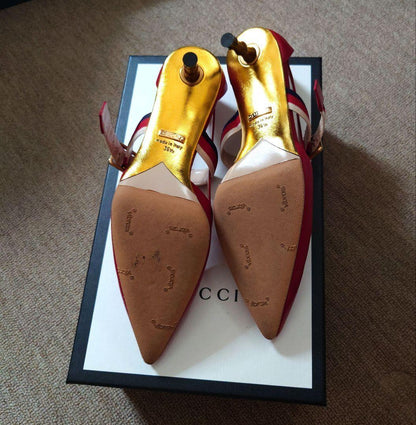 GUCCI Shoes Pumps Heel EU 36.5 US 6.5 Red Authentic