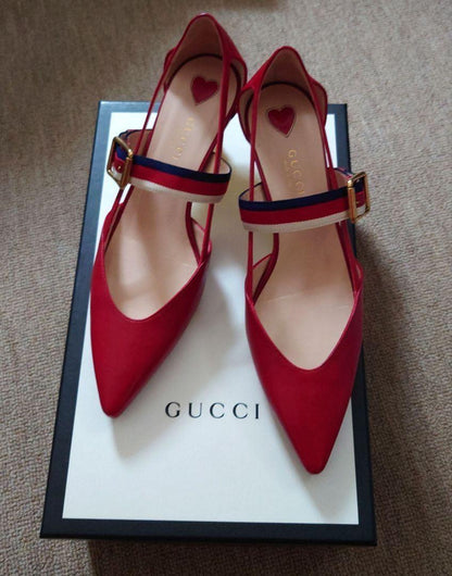 GUCCI Shoes Pumps Heel EU 36.5 US 6.5 Red Authentic