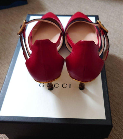 GUCCI Shoes Pumps Heel EU 36.5 US 6.5 Red Authentic