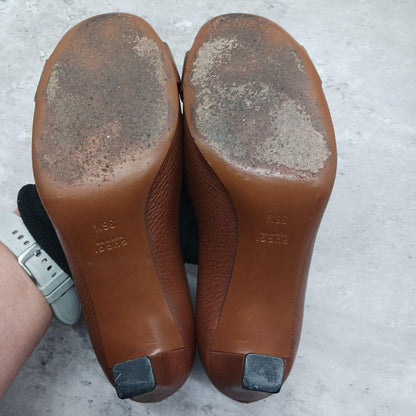 GUCCI Shoes Pumps Heel GG EU 36.5 US 6.5 Leather Brown Authentic