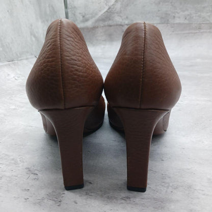 GUCCI Shoes Pumps Heel GG EU 36.5 US 6.5 Leather Brown Authentic