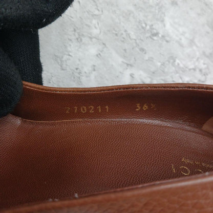 GUCCI Shoes Pumps Heel GG EU 36.5 US 6.5 Leather Brown Authentic
