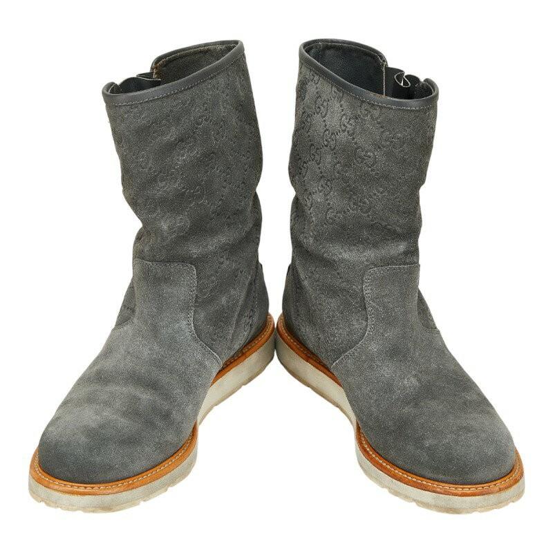 GUCCI Long Boots Shoes Shima EU 37 US 7 Suede Gray Authentic