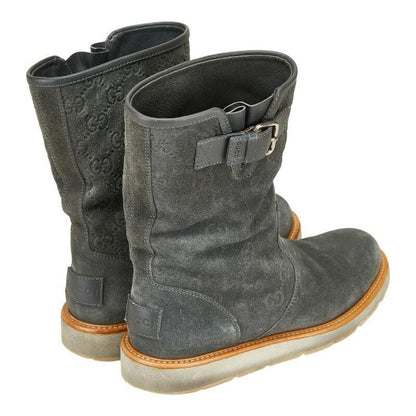 GUCCI Long Boots Shoes Shima EU 37 US 7 Suede Gray Authentic