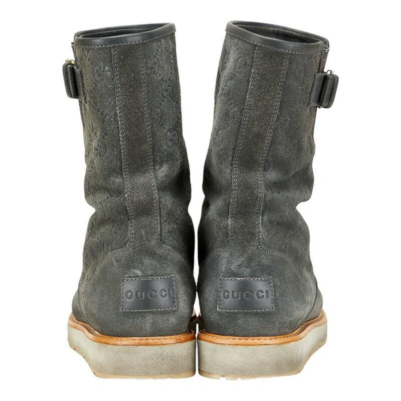 GUCCI Long Boots Shoes Shima EU 37 US 7 Suede Gray Authentic