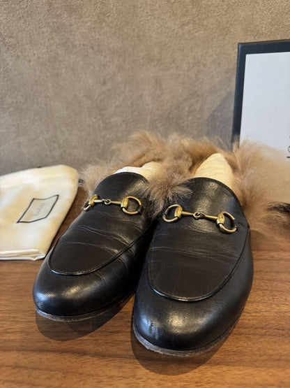 GUCCI Loafers Shoes Horse Bit EU 36 US 6 Leather Black Authentic