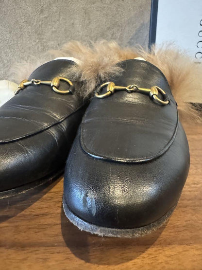 GUCCI Loafers Shoes Horse Bit EU 36 US 6 Leather Black Authentic