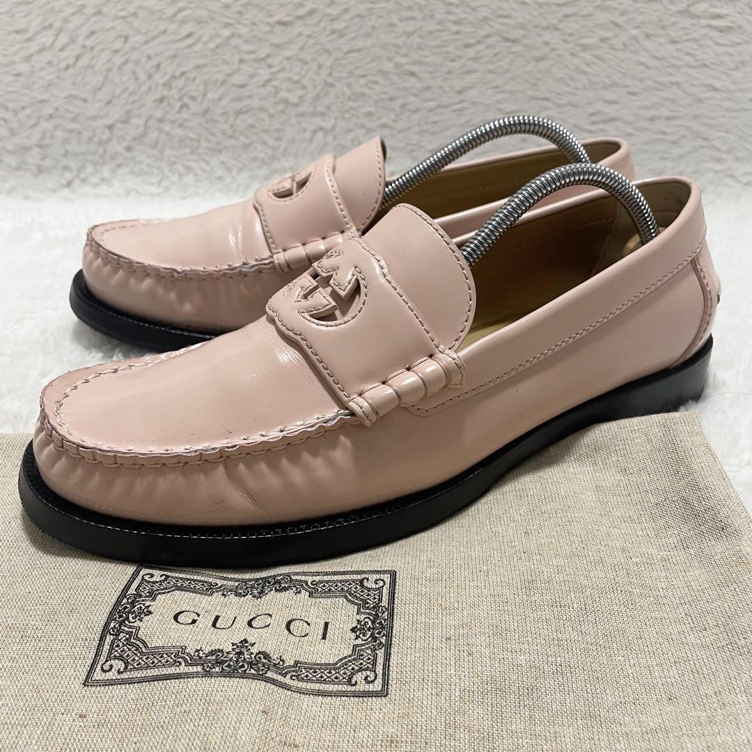 GUCCI Loafers Shoes Interlocking G EU 39 US 9 Pink Authentic