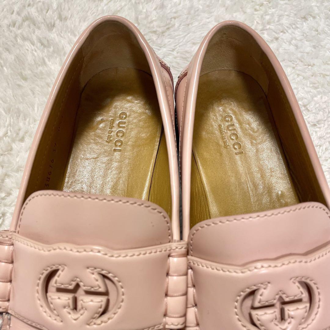 GUCCI Loafers Shoes Interlocking G EU 39 US 9 Pink Authentic