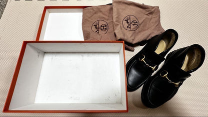 GUCCI Loafers Shoes Horse Bit EU 34.5 US 4.5 Black Authentic