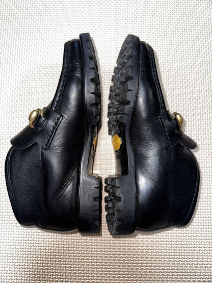 GUCCI Loafers Shoes Horse Bit EU 34.5 US 4.5 Black Authentic
