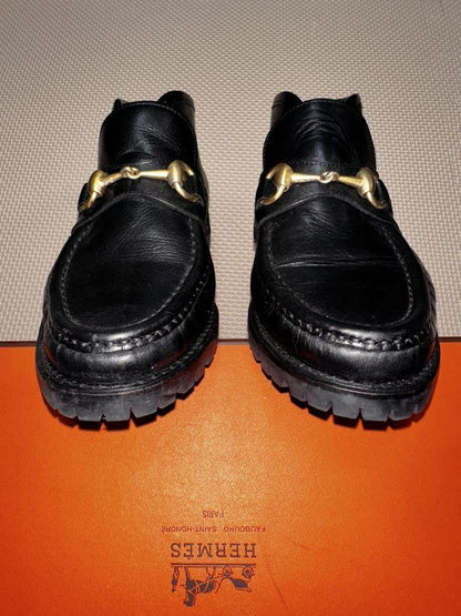 GUCCI Loafers Shoes Horse Bit EU 34.5 US 4.5 Black Authentic