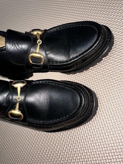 GUCCI Loafers Shoes Horse Bit EU 34.5 US 4.5 Black Authentic
