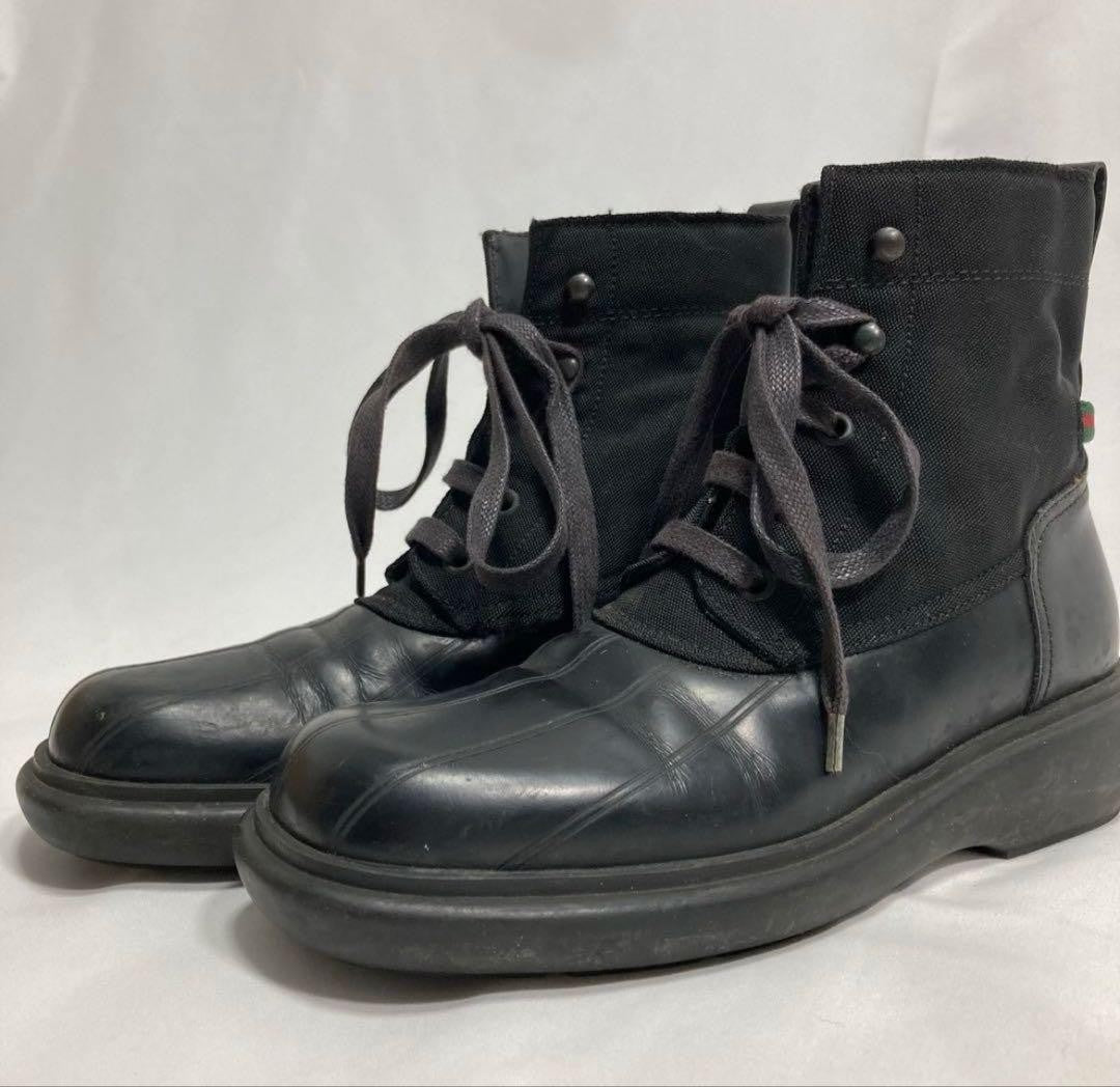 GUCCI Short Boots Shoes EU 35.5 US 5.5 Leather Canvas Black Authentic