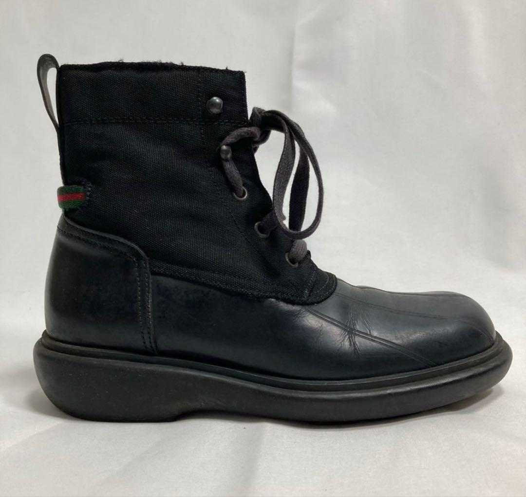GUCCI Short Boots Shoes EU 35.5 US 5.5 Leather Canvas Black Authentic