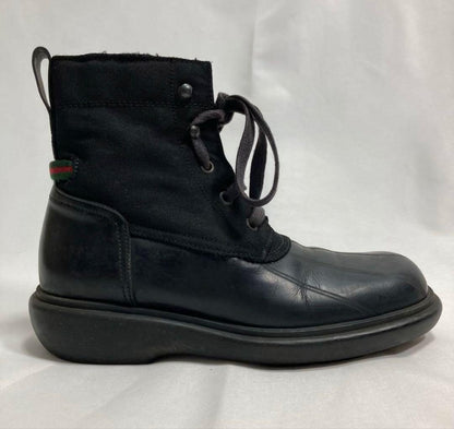 GUCCI Short Boots Shoes EU 35.5 US 5.5 Leather Canvas Black Authentic
