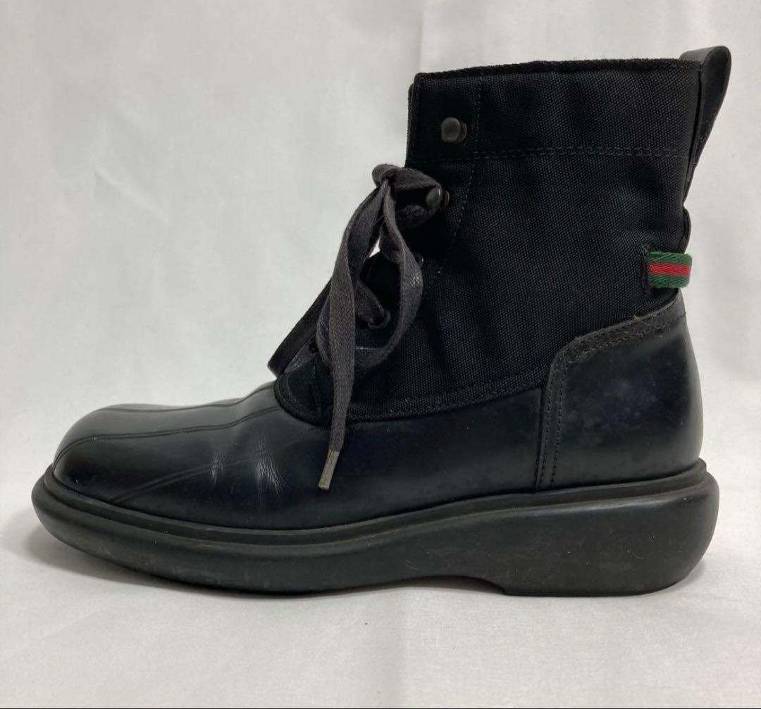 GUCCI Short Boots Shoes EU 35.5 US 5.5 Leather Canvas Black Authentic