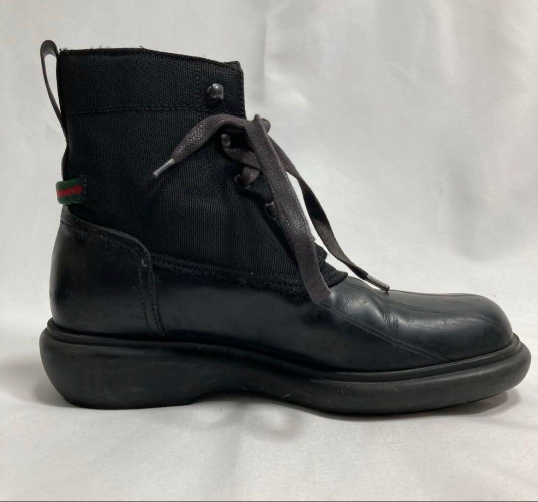GUCCI Short Boots Shoes EU 35.5 US 5.5 Leather Canvas Black Authentic
