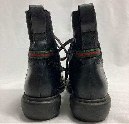 GUCCI Short Boots Shoes EU 35.5 US 5.5 Leather Canvas Black Authentic