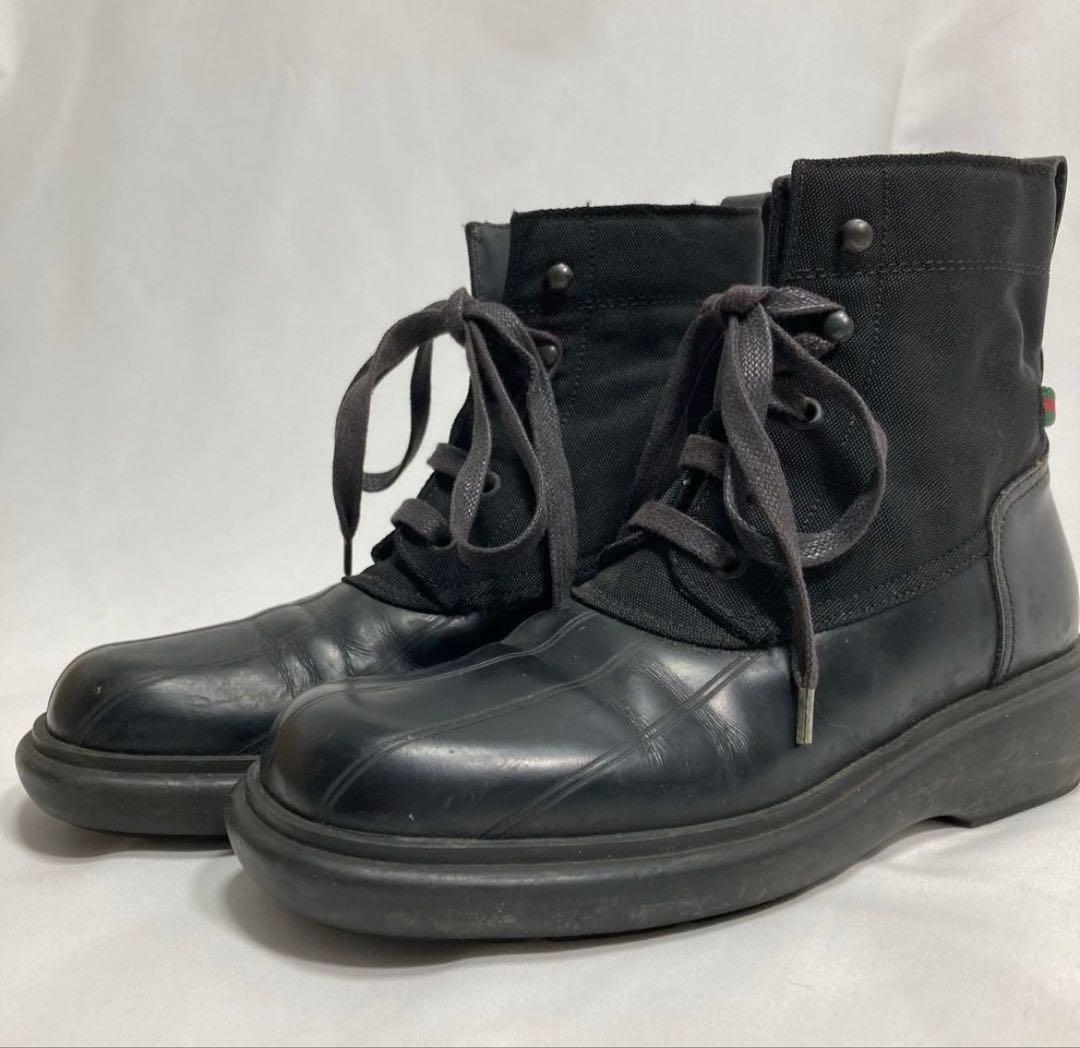 GUCCI Short Boots Shoes EU 35.5 US 5.5 Leather Canvas Black Authentic