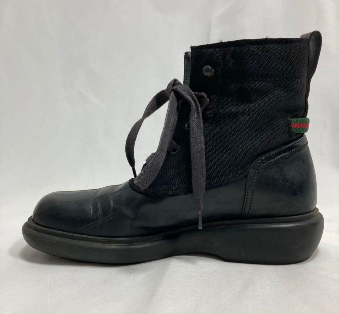 GUCCI Short Boots Shoes EU 35.5 US 5.5 Leather Canvas Black Authentic