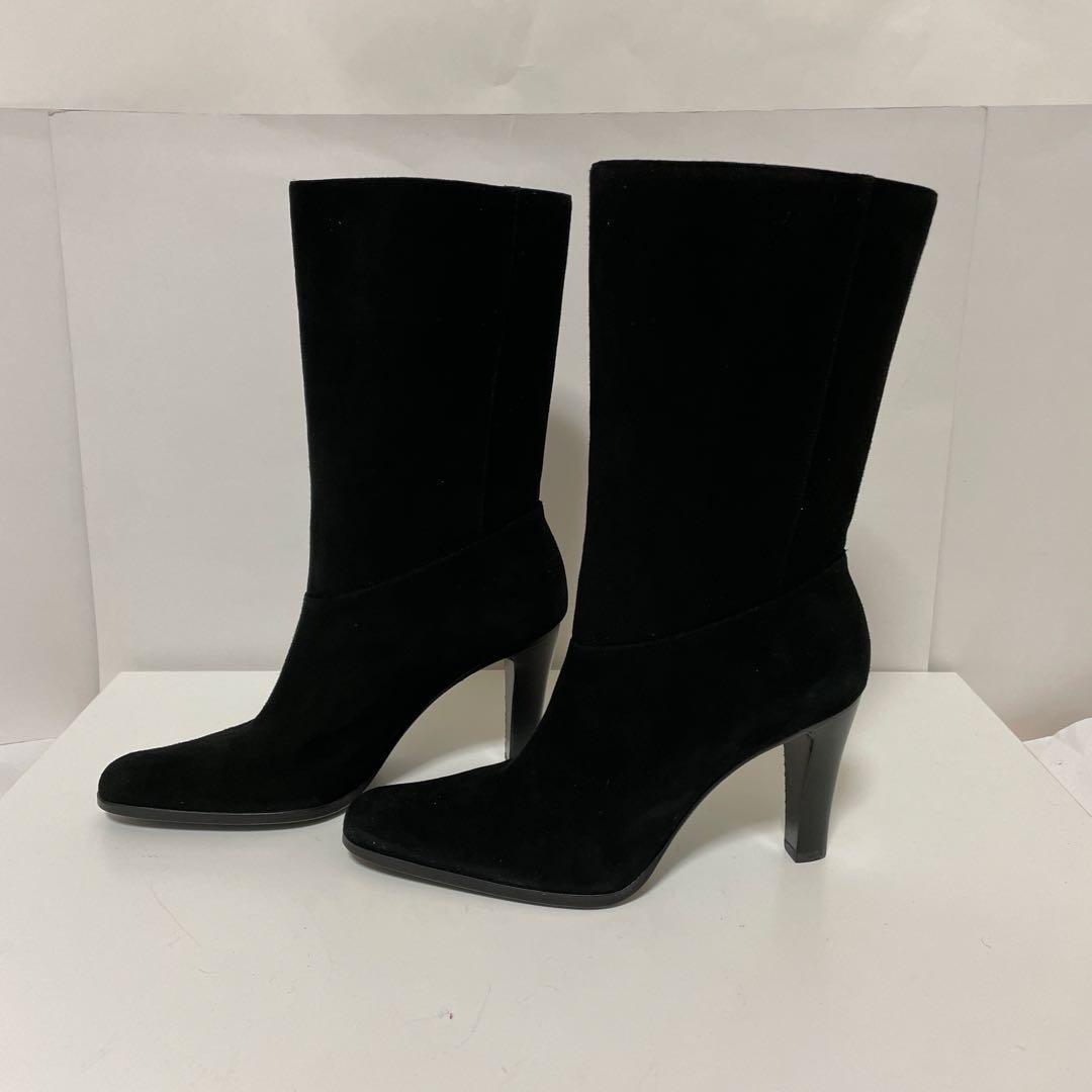 GUCCI Boots Shoes EU 37 US 7 Leather Suede Black Authentic