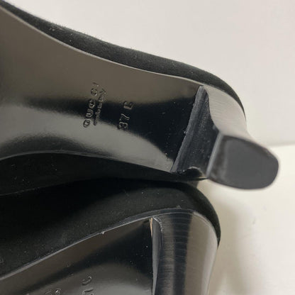 GUCCI Boots Shoes EU 37 US 7 Leather Suede Black Authentic