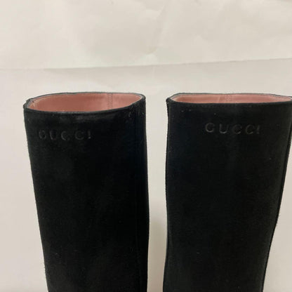 GUCCI Boots Shoes EU 37 US 7 Leather Suede Black Authentic