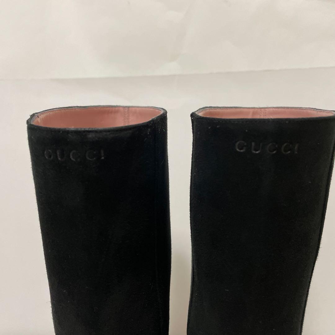 GUCCI Boots Shoes EU 37 US 7 Leather Suede Black Authentic