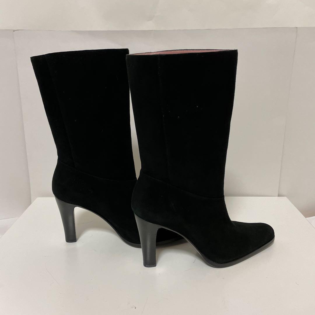 GUCCI Boots Shoes EU 37 US 7 Leather Suede Black Authentic