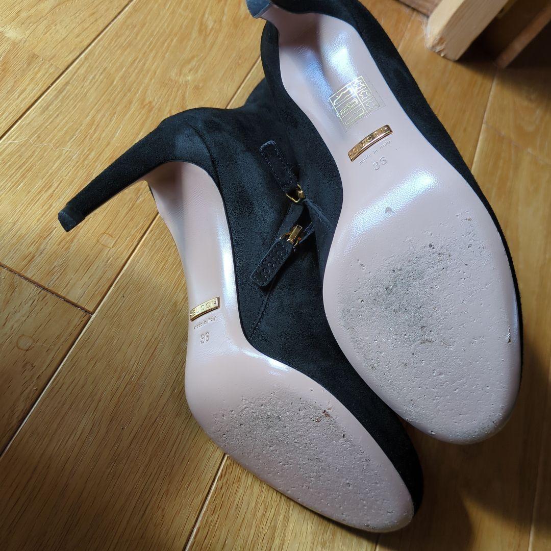 GUCCI Short Boots Shoes EU 36 US 6 Suede Black Authentic