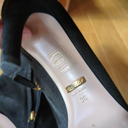 GUCCI Short Boots Shoes EU 36 US 6 Suede Black Authentic