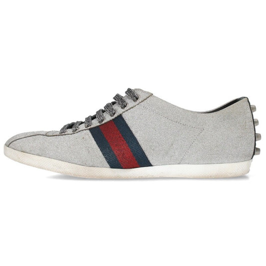 GUCCI Sneakers Shoes Low-Cut Sherry Line EU 43.5 US 10 Silver Authentic