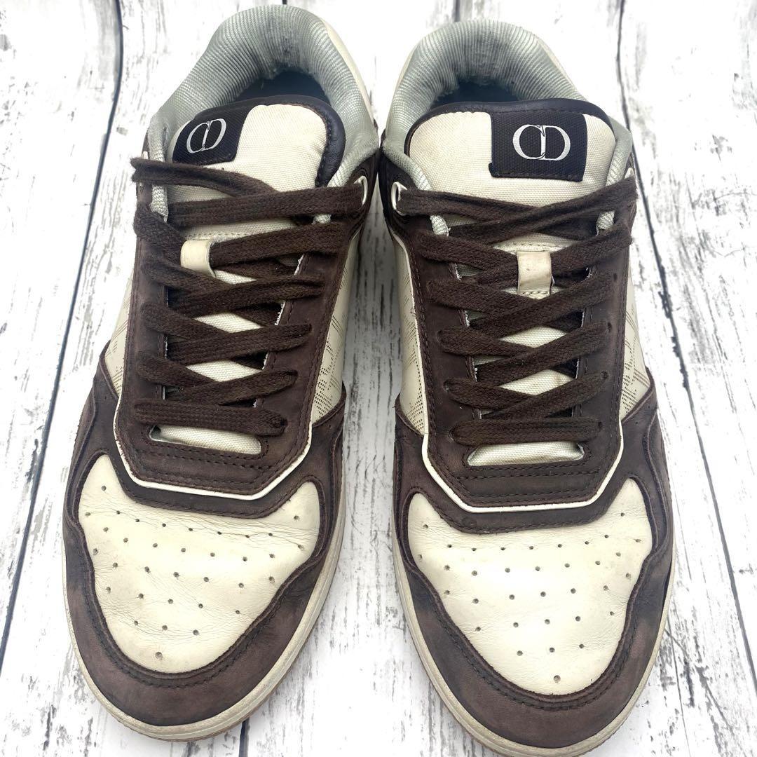 Christian Dior Sneakers Shoes Low-Cut Oblique EU 41US 8 Brown Authentic