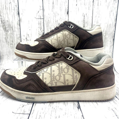 Christian Dior Sneakers Shoes Low-Cut Oblique EU 41US 8 Brown Authentic
