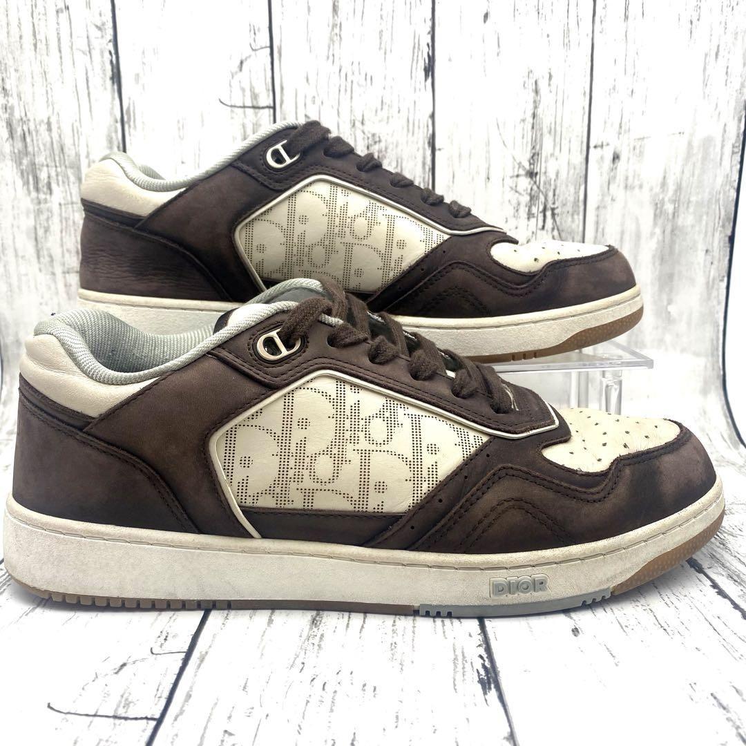 Christian Dior Sneakers Shoes Low-Cut Oblique EU 41US 8 Brown Authentic
