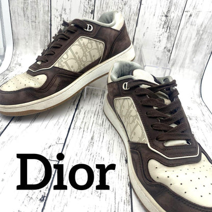 Christian Dior Sneakers Shoes Low-Cut Oblique EU 41US 8 Brown Authentic