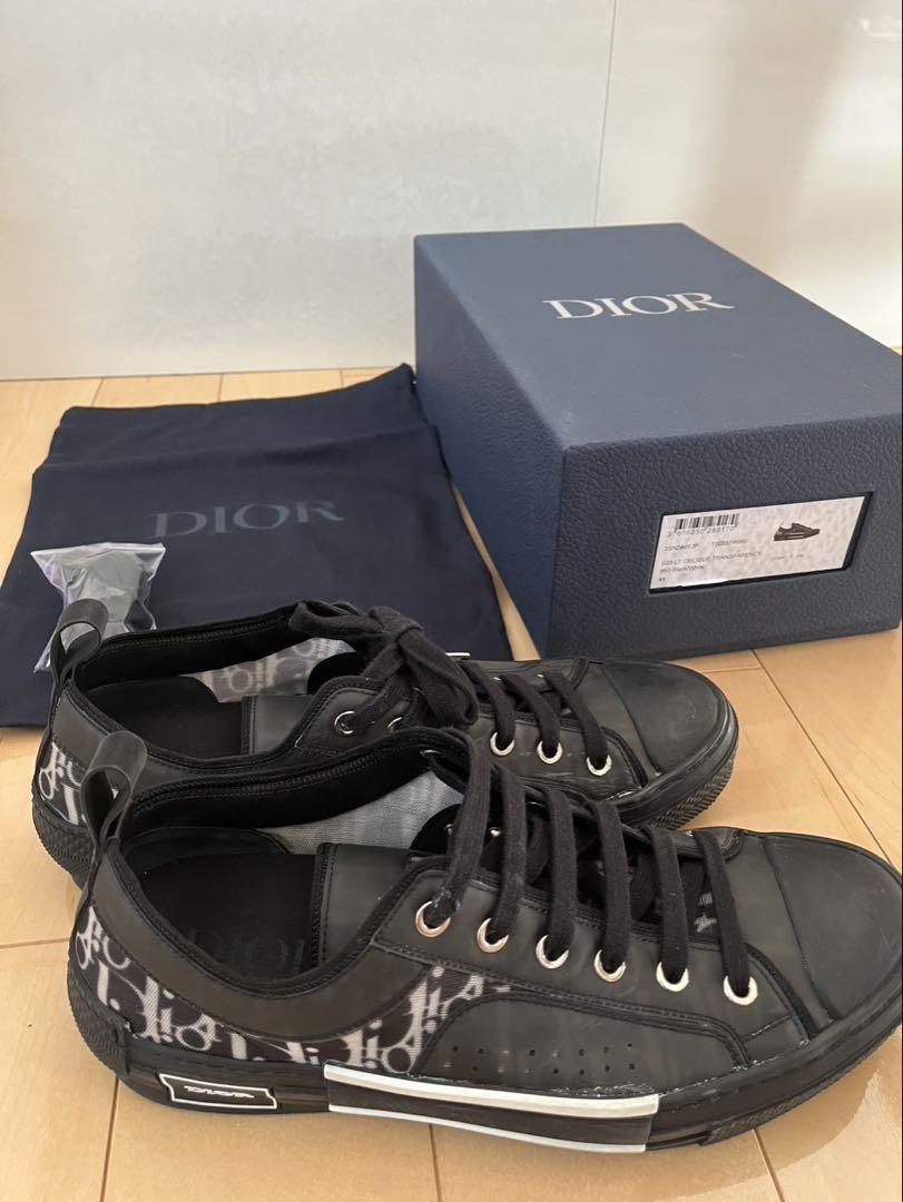 Christian Dior Sneakers Shoes Low-Cut Oblique EU 41 US 8 Black Authentic